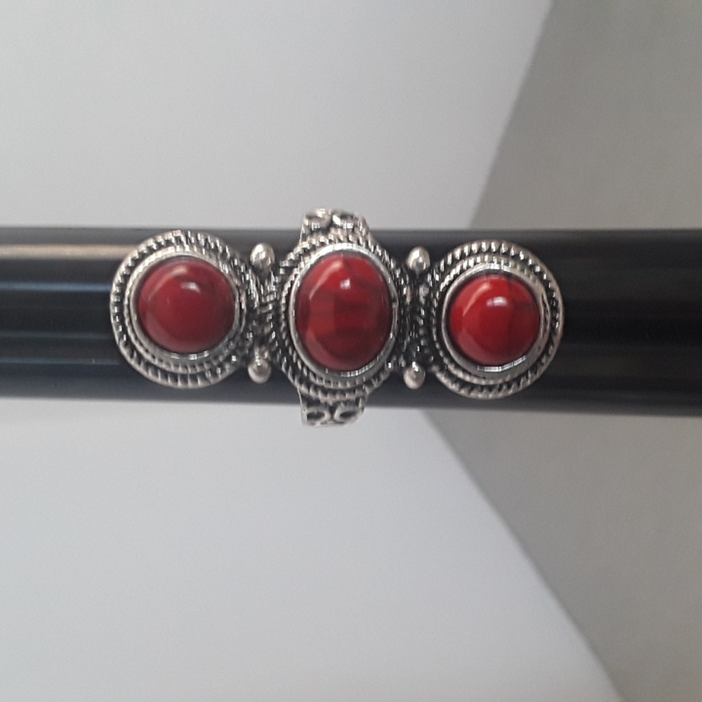 Silvertone Cabochon Ring - image 2